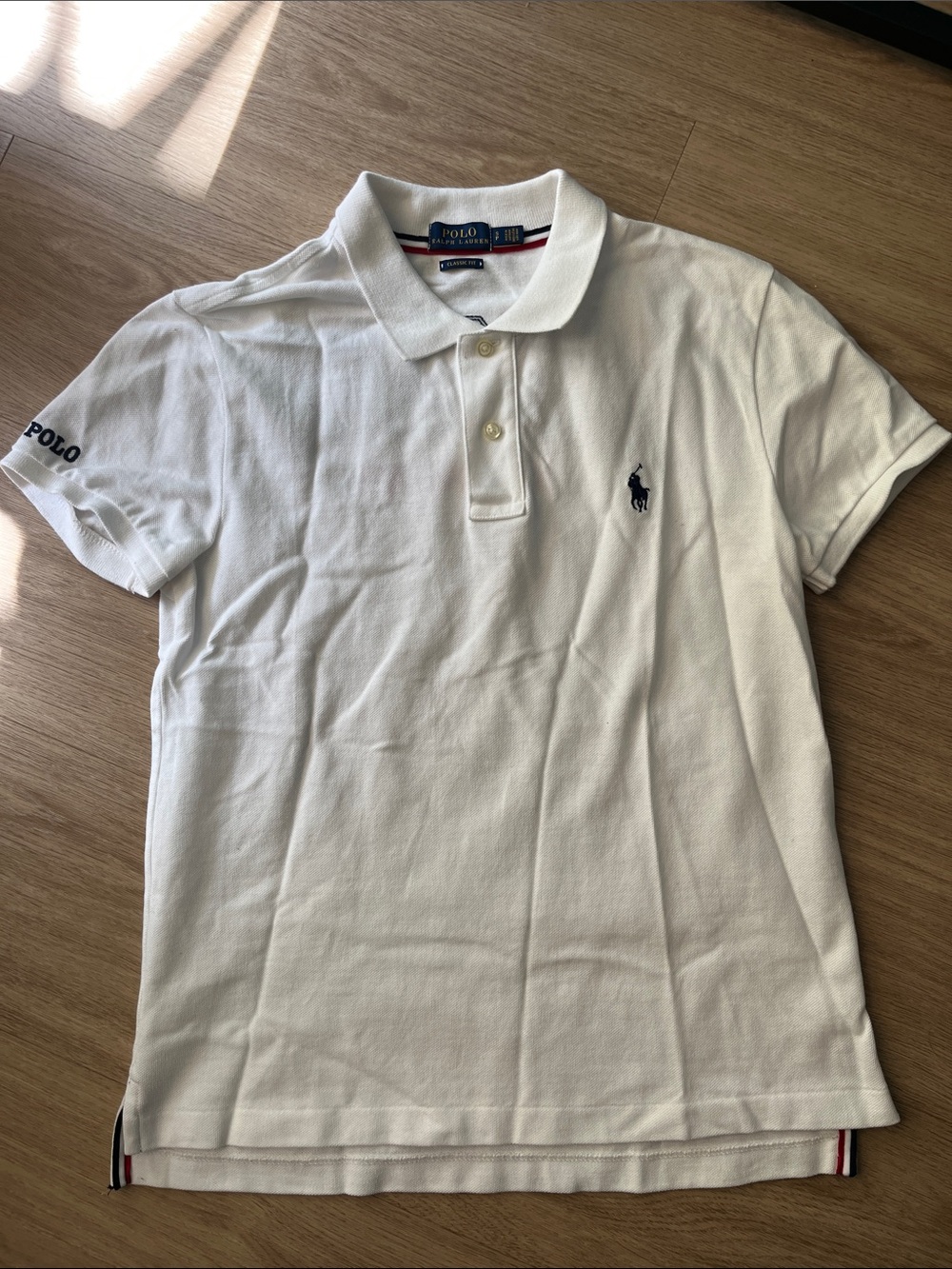 Ralph Lauren White Women’s Polo with Navy Pony and Chicago Michigan Ave.